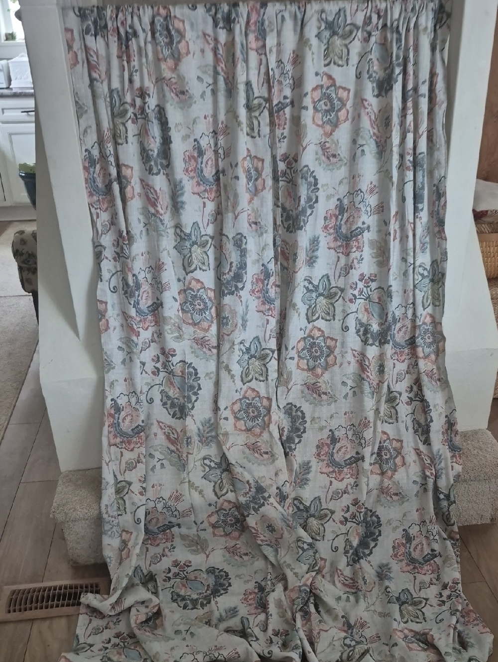Two Floral Curtain Panels 76x84 (152x84)